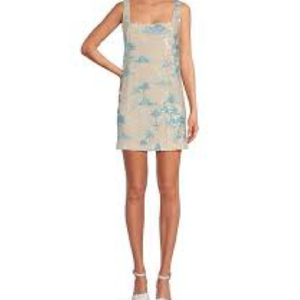 Floral Blue and Cream Dress